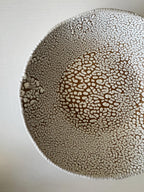 Handmade Ceramic Decorative Bowl, White Crawl Glaze, 7.5"