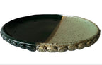 Handmade Ceramic Shells Plate in Jade/Emerald Speckle Color block, 8.25"
