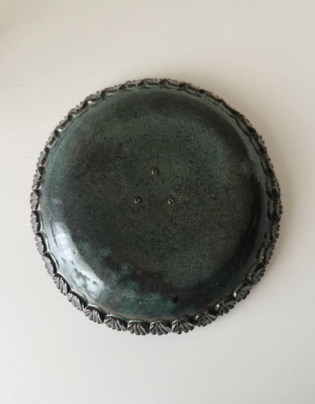 Handmade Ceramic Shells Pasta Bowl in Blue Brown Glaze, Decorative Accents, 10"