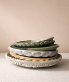 Handmade Ceramic Swirl Plate in Jade/Emerald 8"