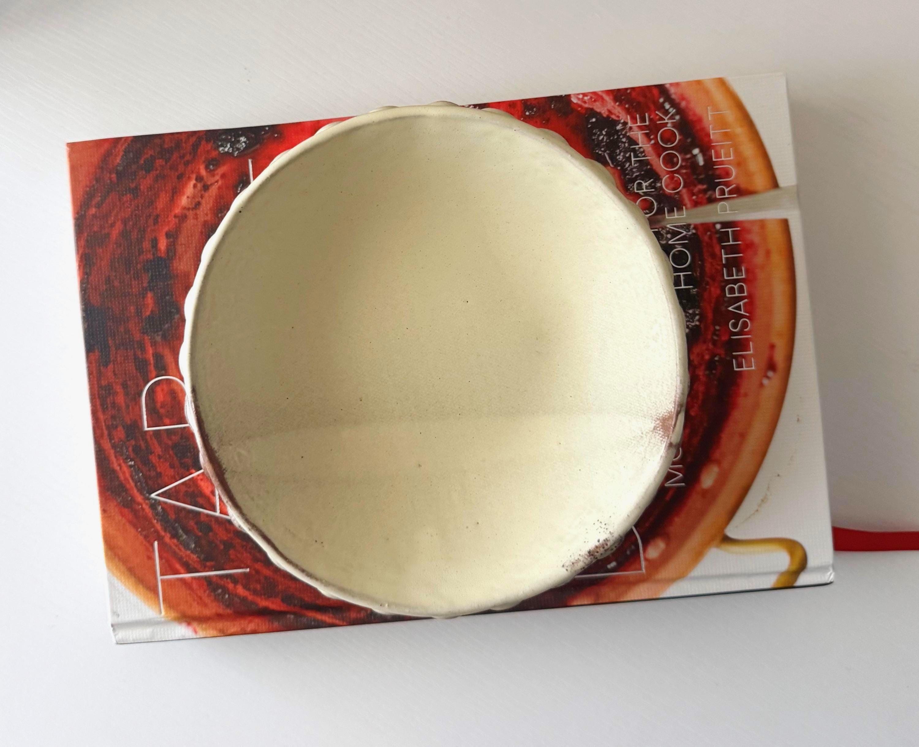 Handmade Ceramic Bubbles Bowl, Ochre Cream Glaze, Decorative Accents, 6.5"