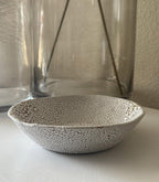 Handmade Ceramic Decorative Bowl, White Crawl Glaze, 7.5"