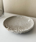 Handmade Ceramic Decorative Plate in White Crawl 7.5"