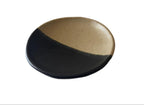 Handmade Ceramic Dish in Matte Black/Matte Ivory Color block 5.25"