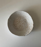 Handmade Ceramic Decorative Bowl, White Crawl Glaze, 7.5"