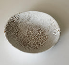 Handmade Ceramic Decorative Bowl, White Crawl Glaze, 7.5"