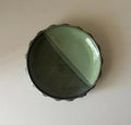 Handmade Ceramic Shells Dish in Dusty Emerald/Seafoam Colorblock Glaze,  5.5"