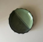 Handmade Ceramic Shells Dish in Dusty Emerald/Seafoam Colorblock Glaze,  5.5"