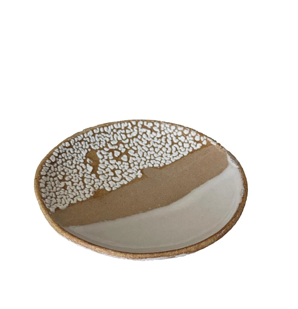 Afterglow Dish | Handmade Ceramic Decorative Dish in Glossy White Crawl | 5.25" - Bordeaux Ceramics