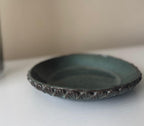 Handmade Ceramic Shells Pasta Bowl in Blue Brown Glaze, Decorative Accents, 10"