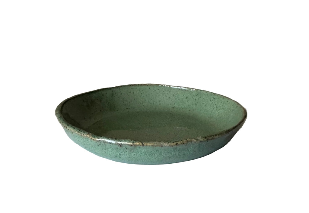 Handmade Ceramic Pasta Bowl in Jade Speckle Glaze, 8"