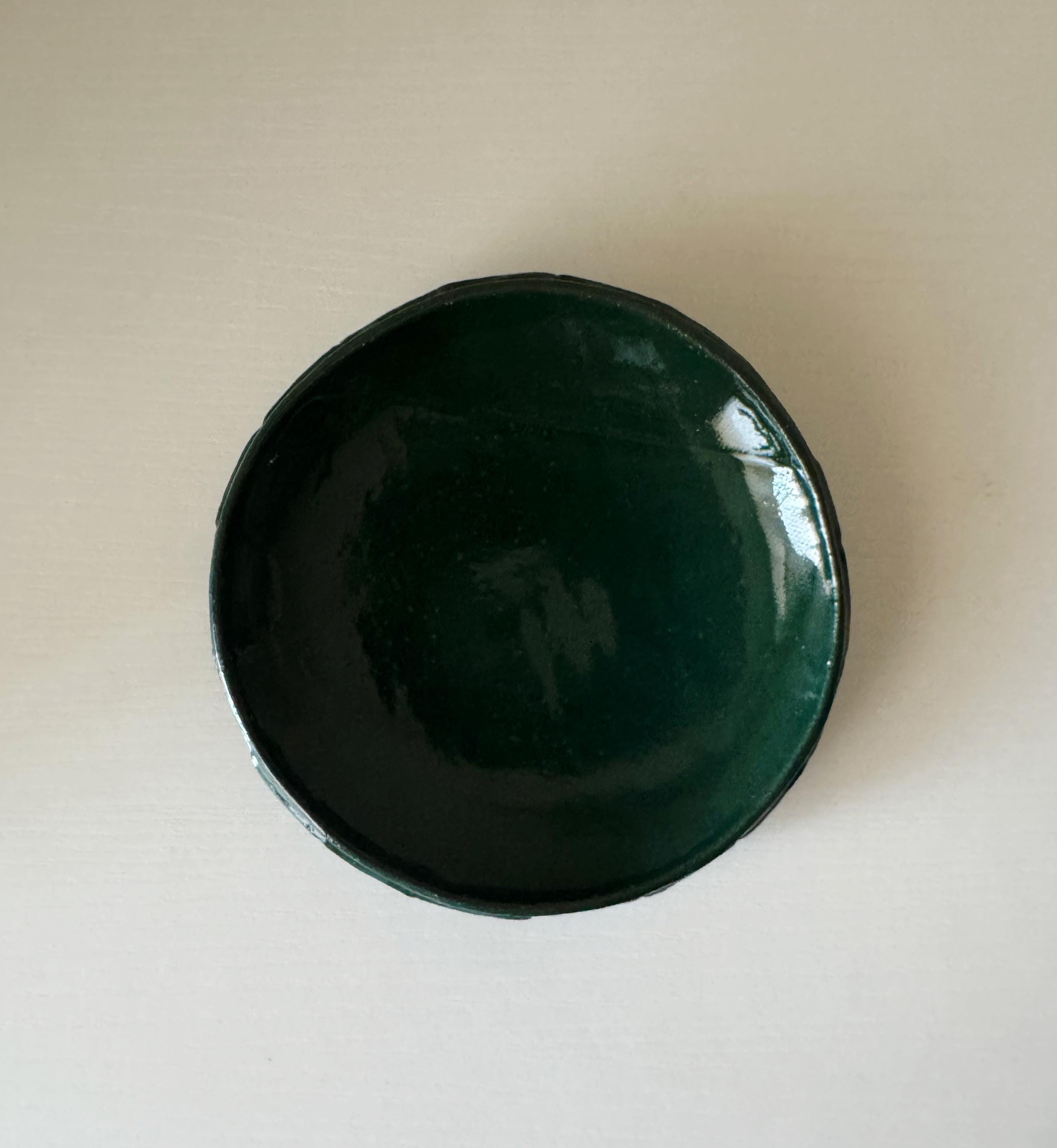 Handmade Ceramic Scallop Dish in Emerald Glaze, Decorative Accents,  5.5"