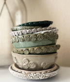 Handmade Ceramic Decorative Plate in White Crawl 7.5"