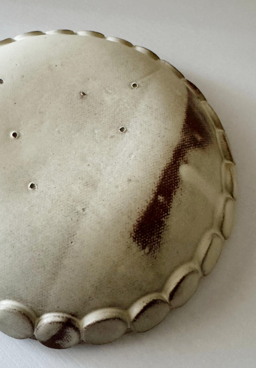 Handmade Ceramic Bubbles Bowl, Ochre Cream Glaze, Decorative Accents, 6.5"