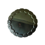 Handmade Ceramic Shells Dish in Dusty Emerald/Seafoam Colorblock Glaze,  5.5"