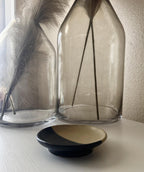 Handmade Ceramic Dish in Matte Black/Matte Ivory Color block 5.25"