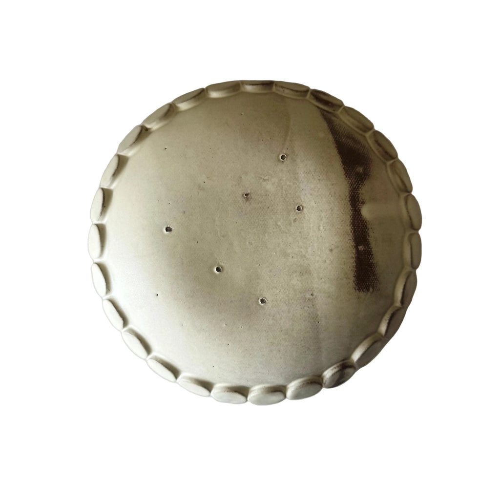 Handmade Ceramic Bubbles Bowl, Ochre Cream Glaze, Decorative Accents, 6.5"