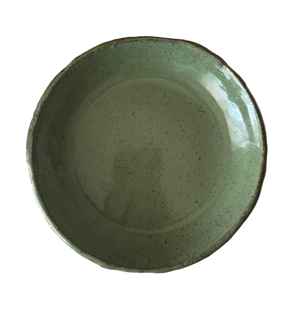 Handmade Ceramic Pasta Bowl in Jade Speckle Glaze, 8"