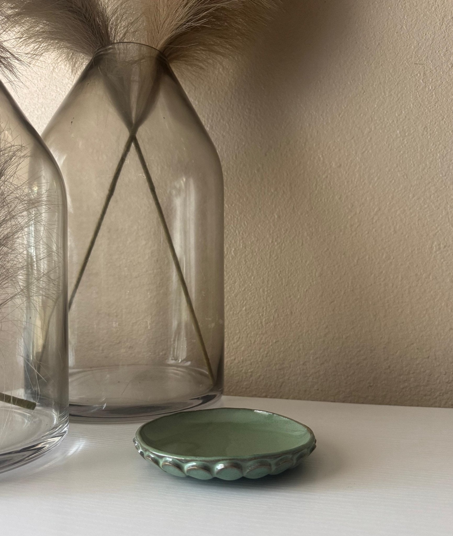 Handmade Ceramic Bubbles Dish in Jade Glaze, Decorative Accents, 5.25"