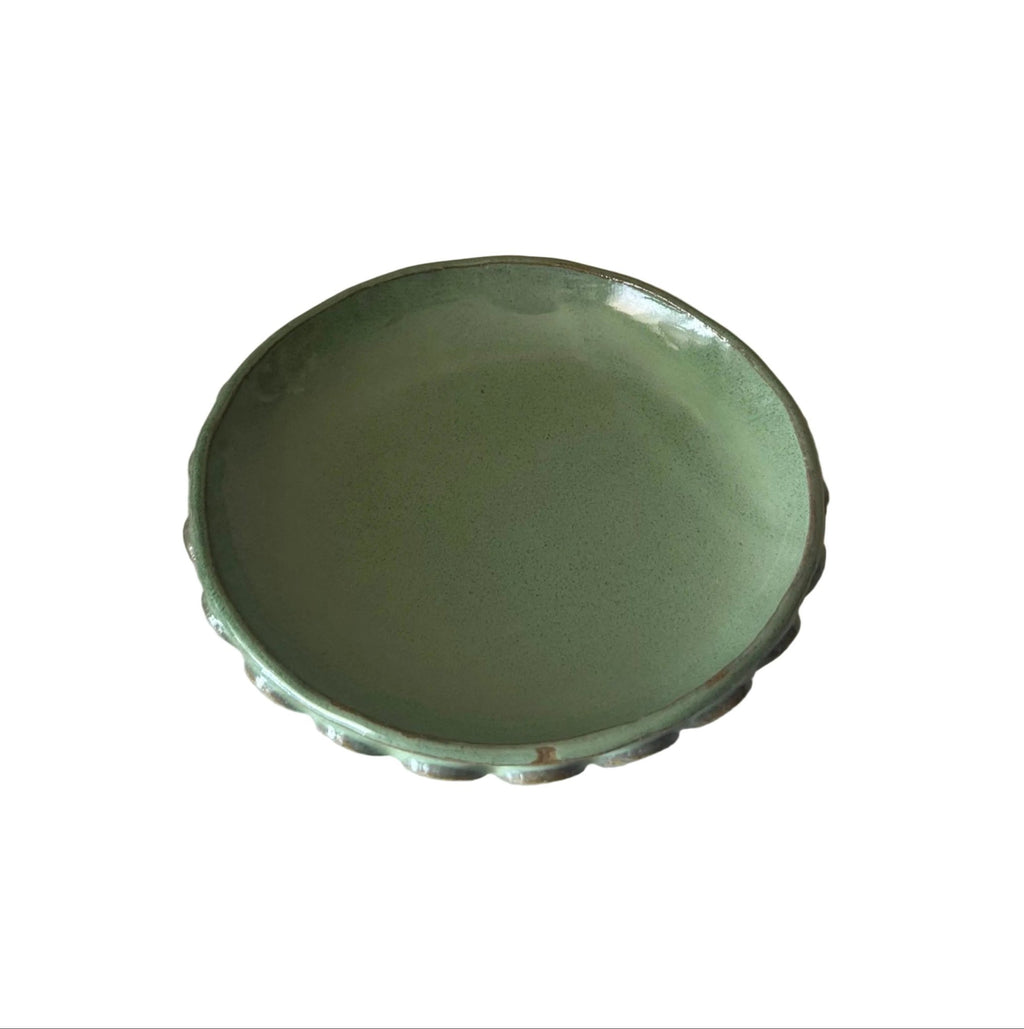 Handmade Ceramic Bubbles Dish in Jade Glaze, Decorative Accents, 5.25"