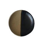 Handmade Ceramic Dish in Matte Black/Matte Ivory Color block 5.25"