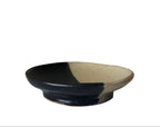 Handmade Ceramic Dish in Matte Black/Matte Ivory Color block 5.25"