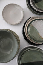 Handmade Ceramic Pasta Bowl in Jade Speckle Glaze, 8"