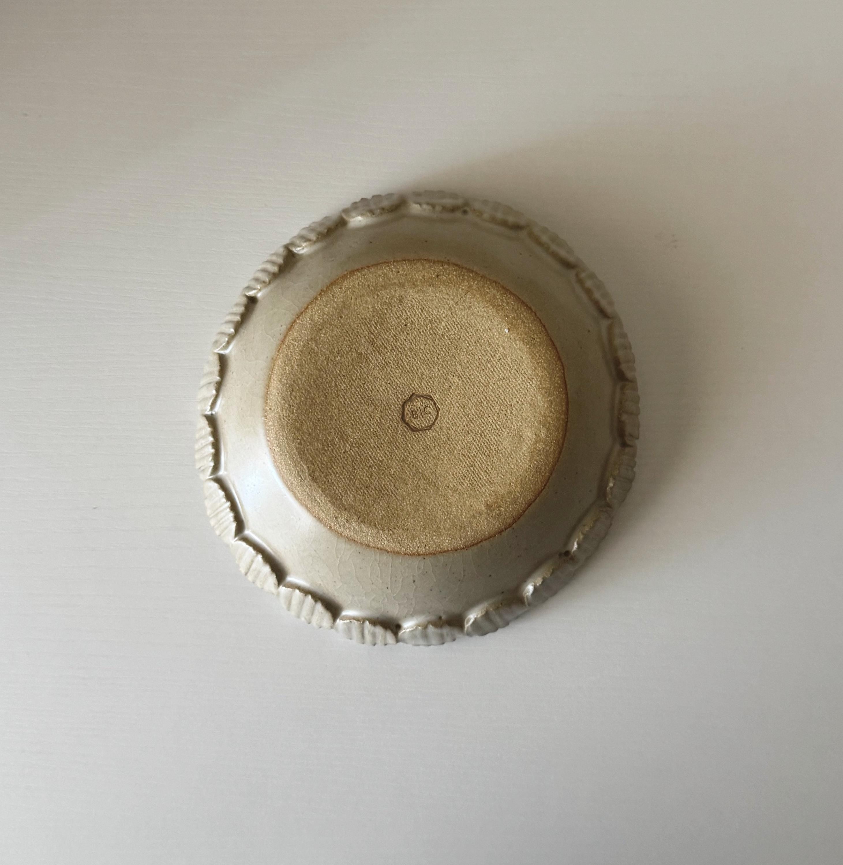 Handmade Ceramic Bubbles Bowl, Matte Ivory Glaze, Decorative Accents, 7"