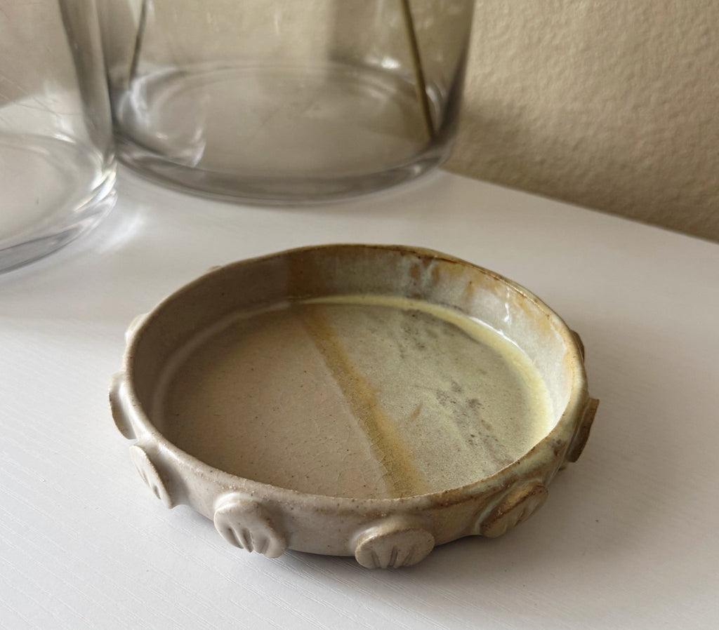 Sol Dish | Handmade Ceramic Round Dish in Natural Lemonade | 6.25" - Bordeaux Ceramics