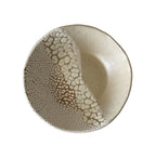 Forme Bowl | Handmade Ceramic Decorative Bowl in Ivory Crawl Color Block | 6.5" - Bordeaux Ceramics