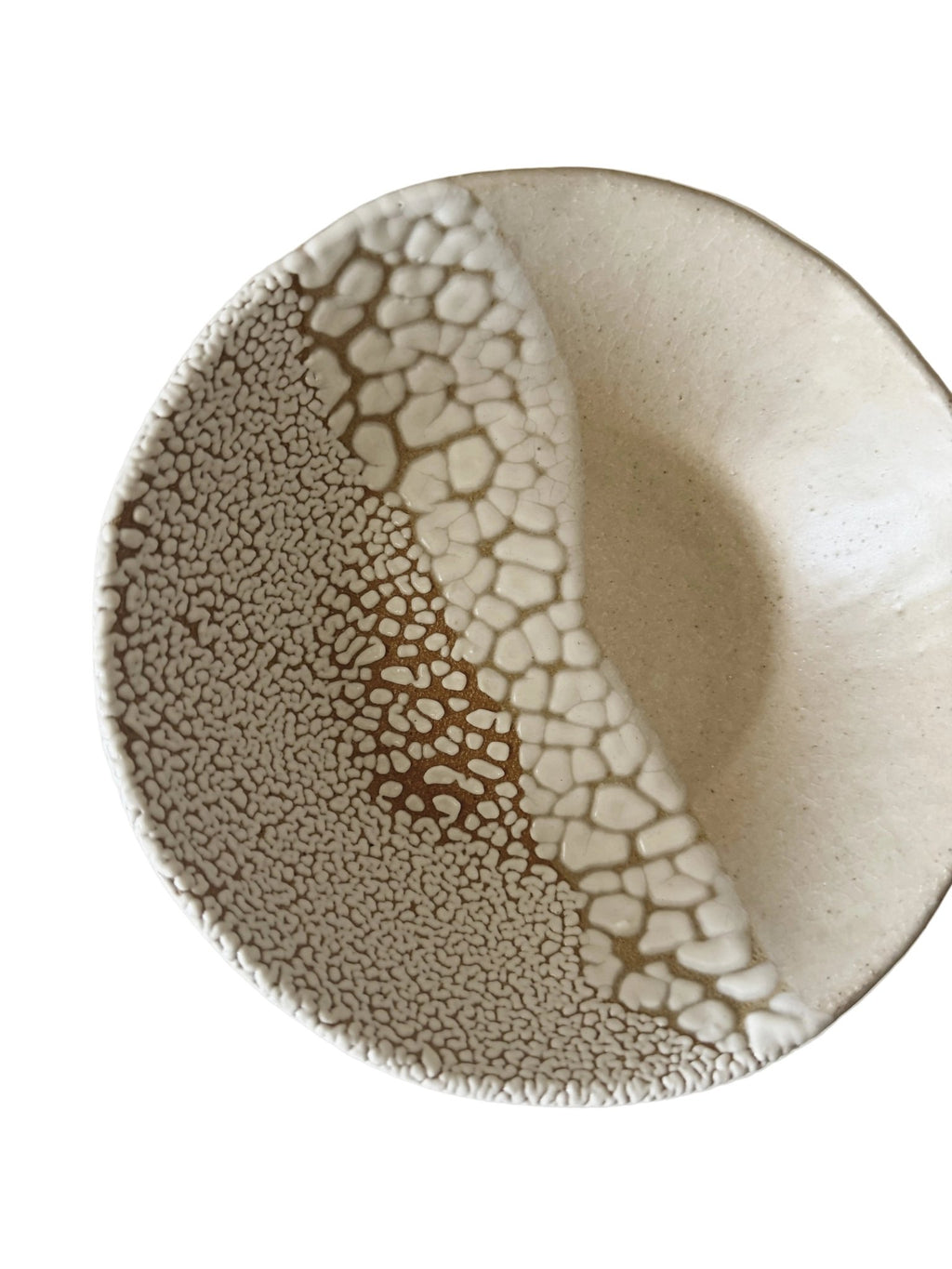Forme Bowl | Handmade Ceramic Decorative Bowl in Ivory Crawl Color Block | 6.5" - Bordeaux Ceramics