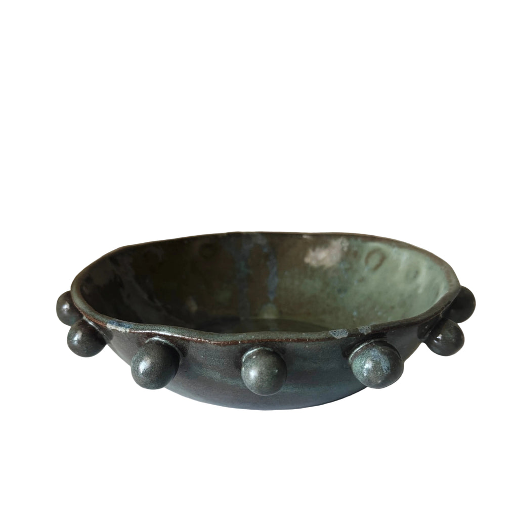 Calypso Bowl | Handmade Ceramic Bowl in Blue Brown Splatter | 6.75"