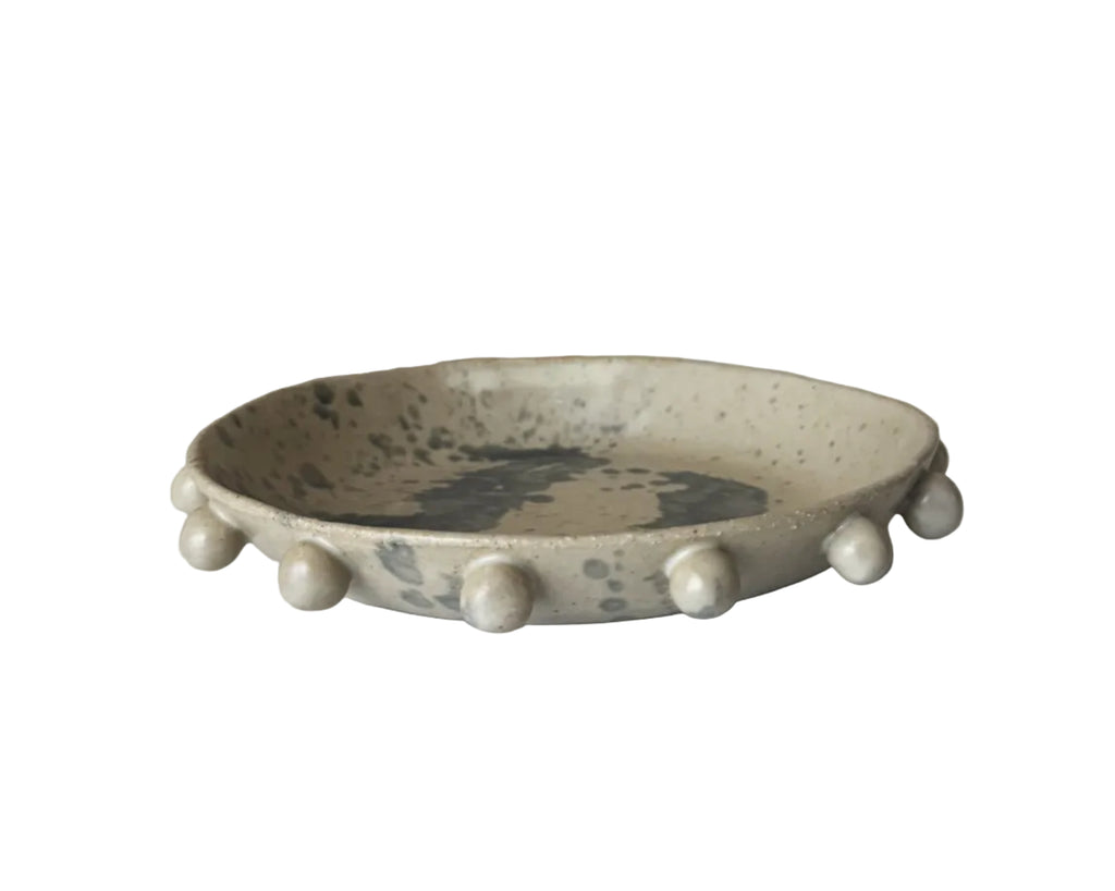 Umber Bowl | Handmade Ceramic Bowl in Ivory Black Splatter | 8"