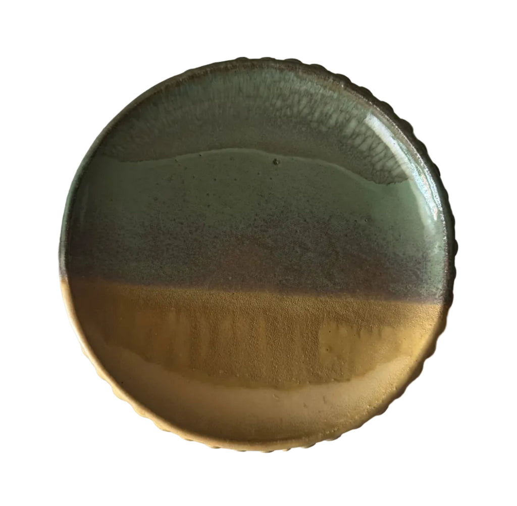 La Plage Plate | Handmade Ceramic Decorative Plate in Seafoam Color Block | 8.25"