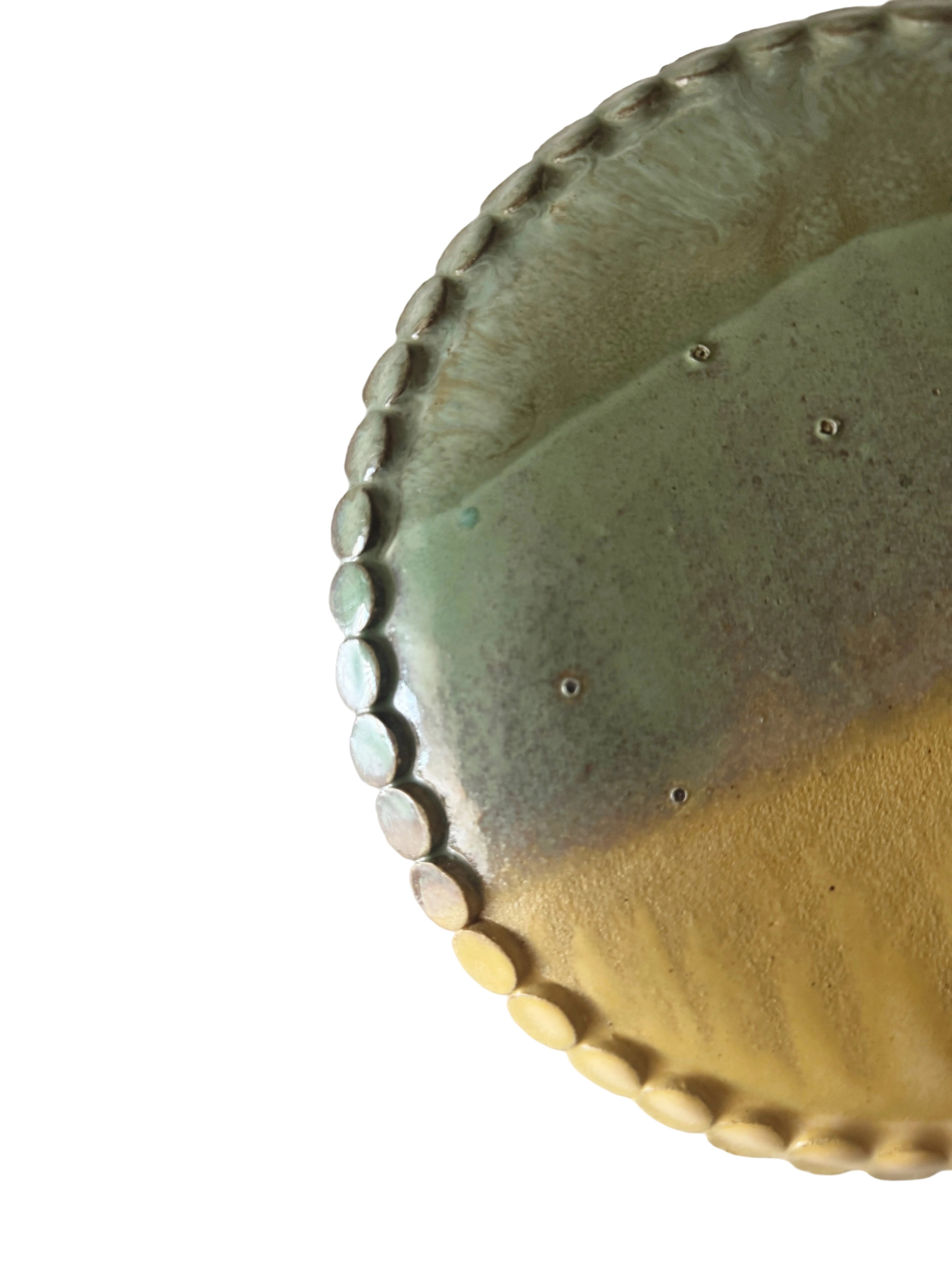La Plage Plate | Handmade Ceramic Decorative Plate in Seafoam Color Block | 8.25"