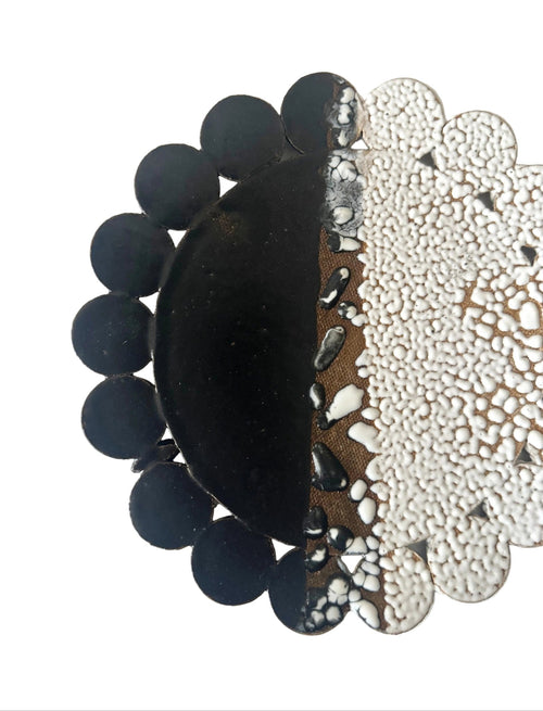 Bloom Plate | Handmade Ceramic Decorative Plate in Black White Crawl | 7.25" - Bordeaux Ceramics