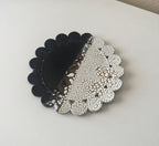 Bloom Plate | Handmade Ceramic Decorative Plate in Black White Crawl | 7.25"