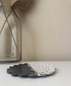 Bloom Plate | Handmade Ceramic Decorative Plate in Black White Crawl | 7.25"