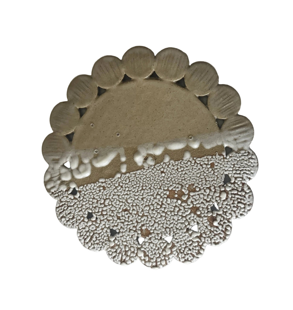 Bloom Plate | Handmade Ceramic Decorative Plate in Ivory White Crawl | 7.25"