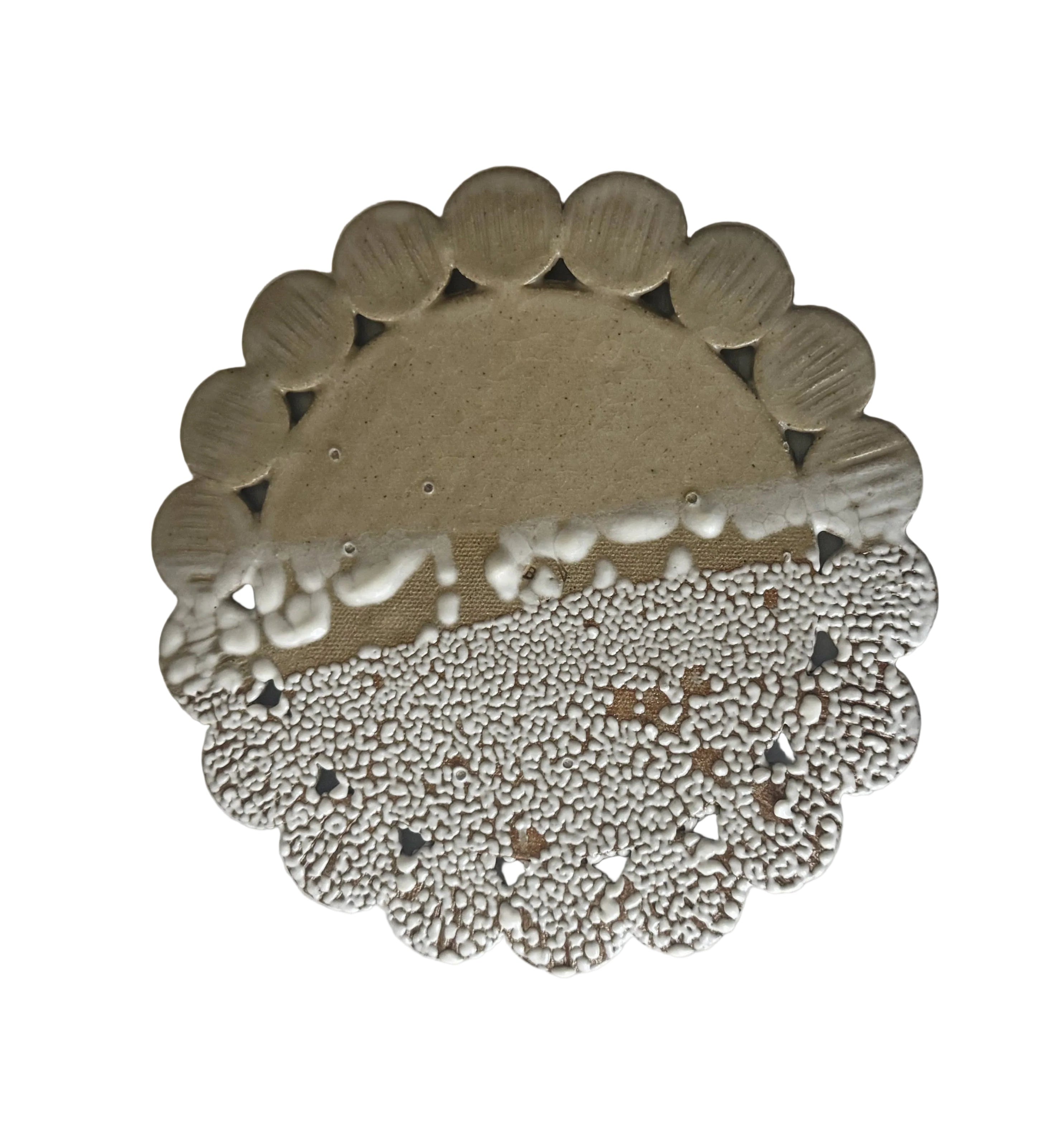 Bloom Plate | Handmade Ceramic Decorative Plate in Ivory White Crawl | 7.25"