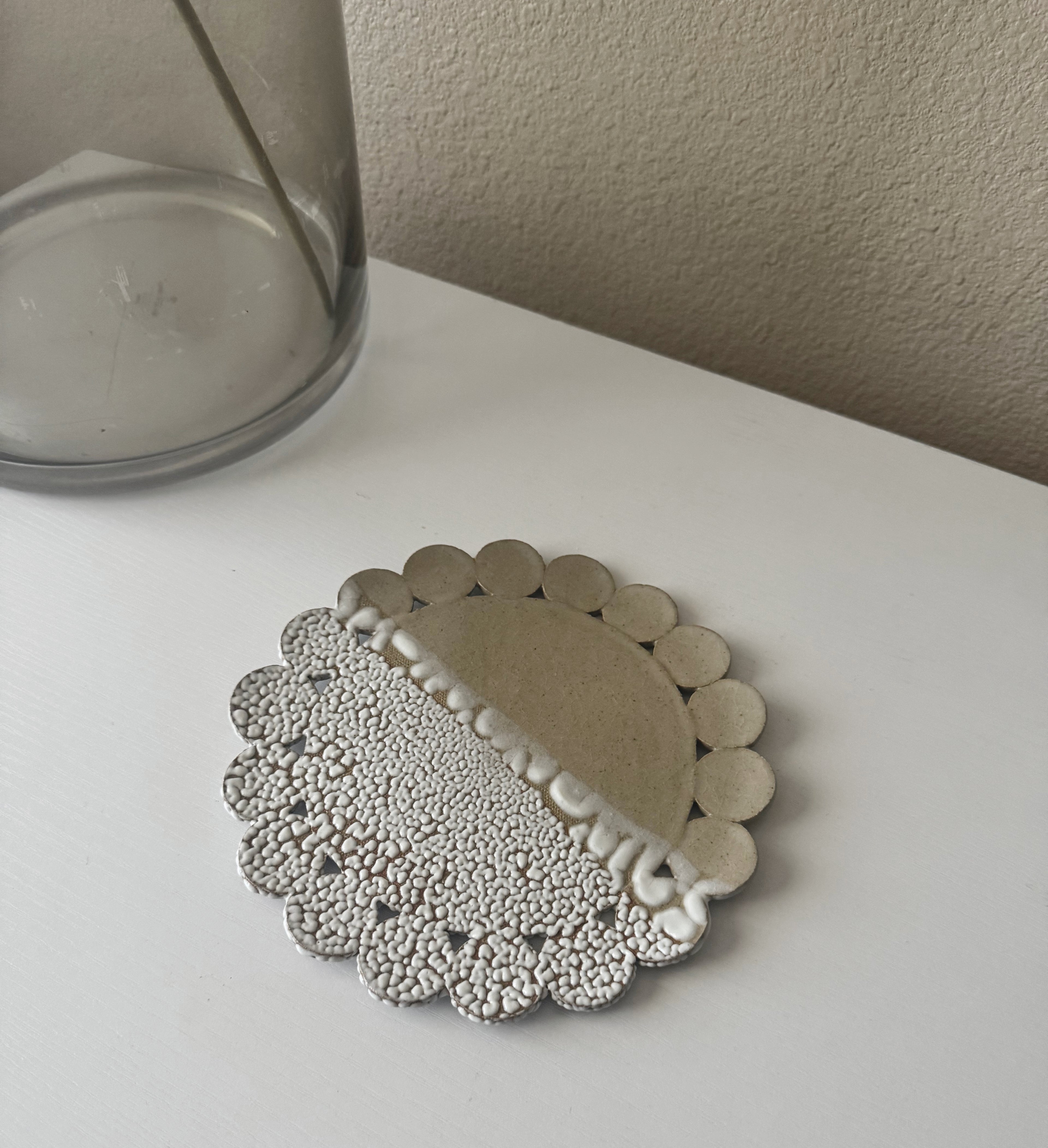 Bloom Plate | Handmade Ceramic Decorative Plate in Ivory White Crawl | 7.25"