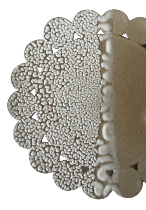 Bloom Plate | Handmade Ceramic Decorative Plate in Ivory White Crawl | 7.25" - Bordeaux Ceramics