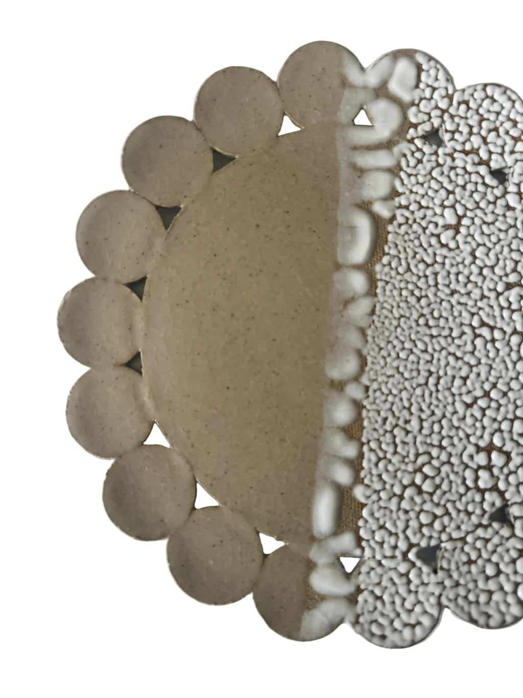 Bloom Plate | Handmade Ceramic Decorative Plate in Ivory White Crawl | 7.25"