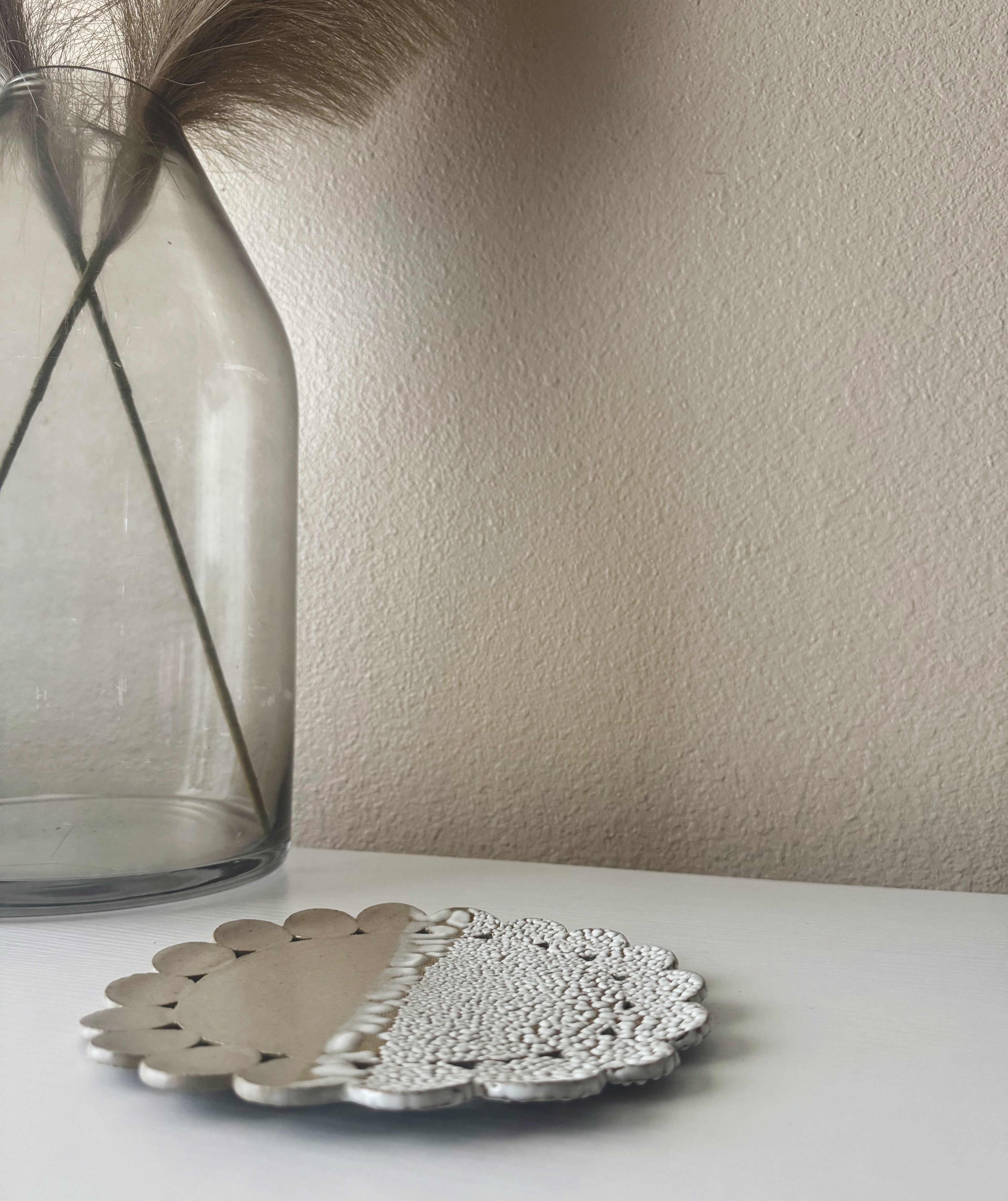 Bloom Plate | Handmade Ceramic Decorative Plate in Ivory White Crawl | 7.25"