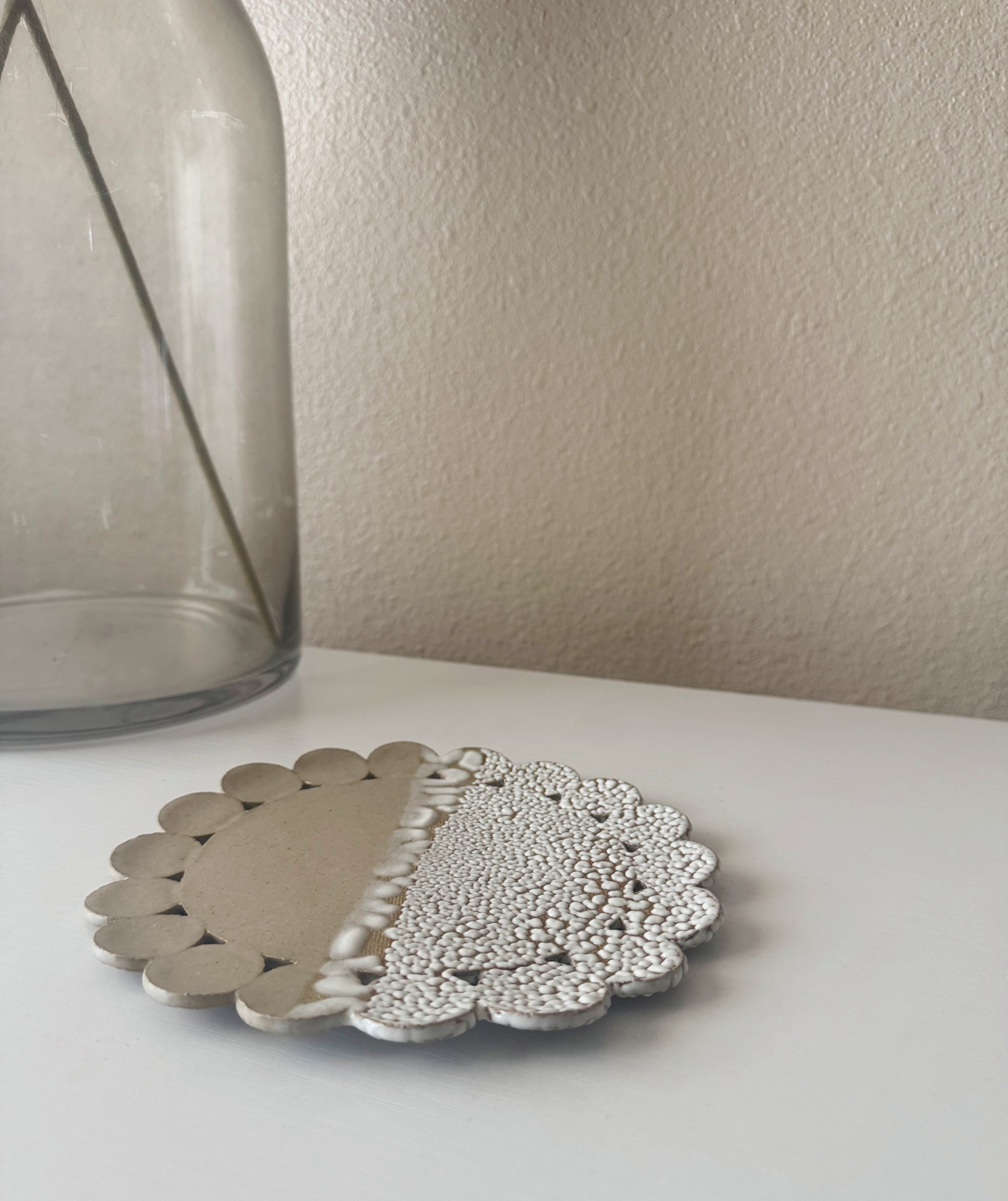 Bloom Plate | Handmade Ceramic Decorative Plate in Ivory White Crawl | 7.25"