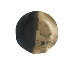 Handmade Ceramic Wavy Plate in Natural/Black Splatter Color Block, 8.5" - Bordeaux Ceramics
