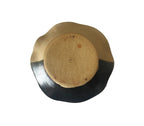 Handmade Ceramic Wavy Plate in Natural/Black Splatter Color Block, 8.5" - Bordeaux Ceramics