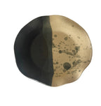 Handmade Ceramic Wavy Plate in Natural/Black Splatter Color Block, 8.5" - Bordeaux Ceramics