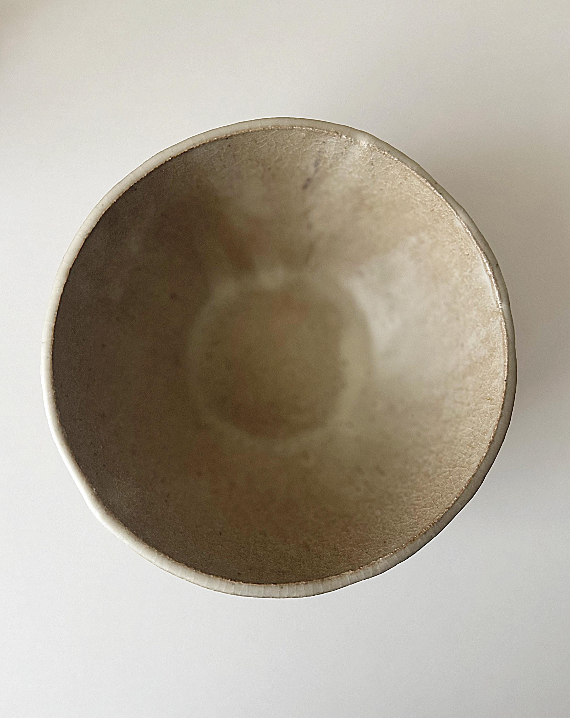 Handmade Ceramic Floral Bowl, Ivory Crackle Glaze, Decorative Floral Accents, 6.5"