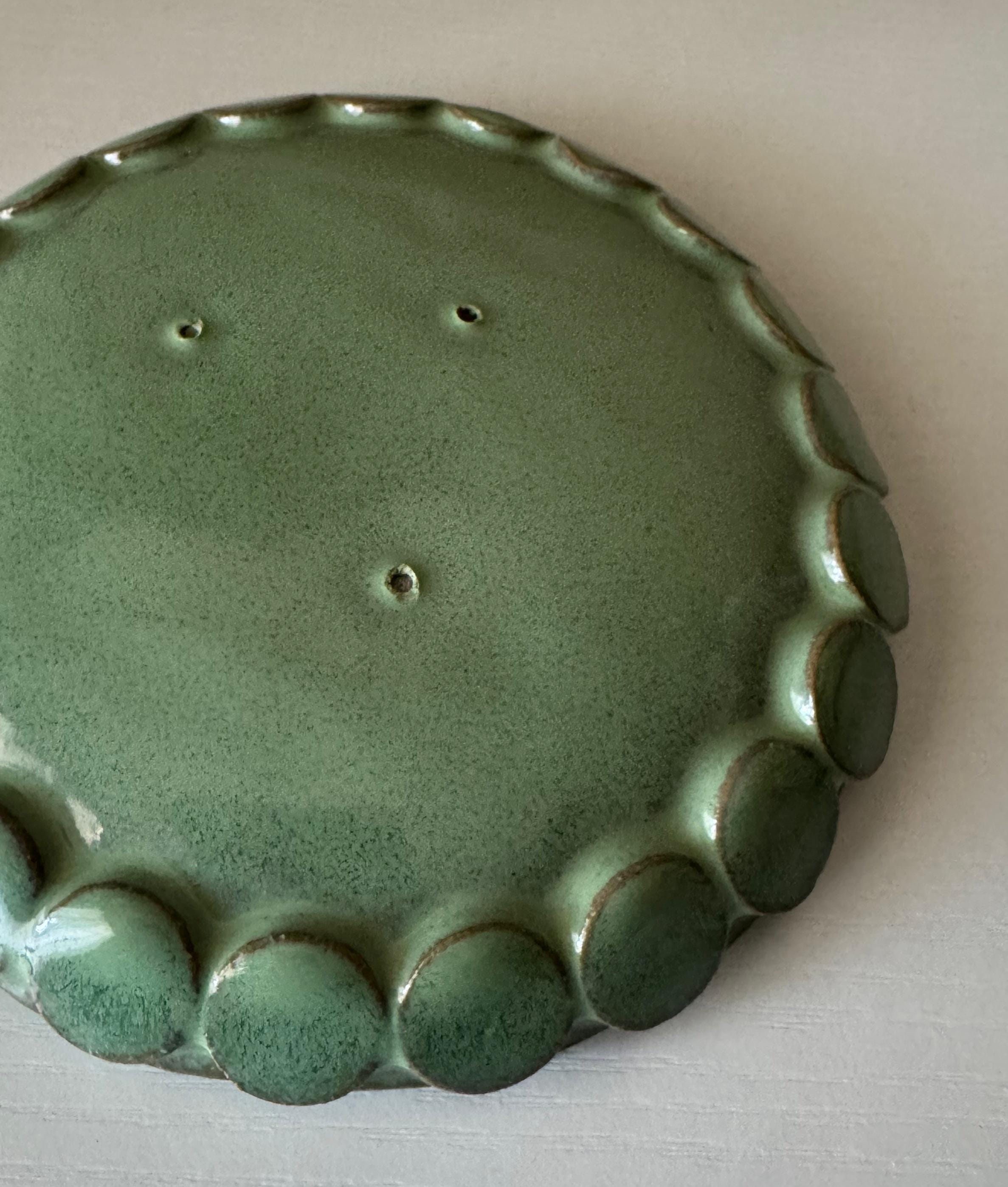 Handmade Ceramic Bubbles Dish in Jade Glaze, Decorative Accents, 5.25"